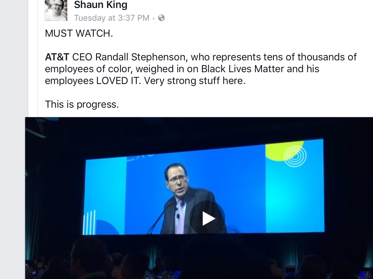 Great speech from Randall Stephenson, CEO of AT&T